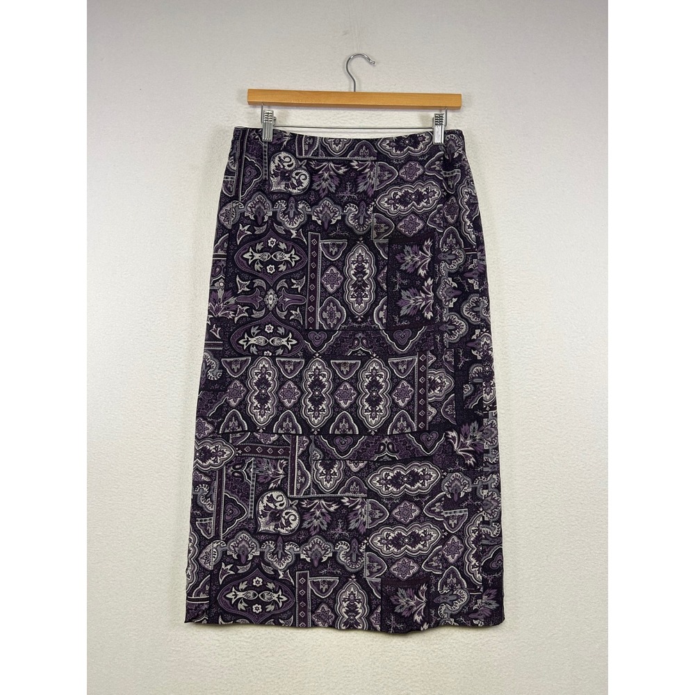 Talbots Purple Paisley Midi Skirt
